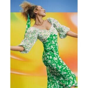 Rixo x Target Daisy midi dress puff sleeves floral cottage core size Medium